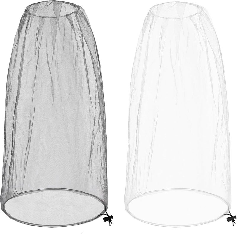 JayruiMice 2 Pack Ultra Large Mosquito Net 42x25 Inches Mosquito Head Net Oversized Insect Netting Bug Fits Most Hats for Gardening Hiking Fishing Traveling(Gray+White) - Image 1